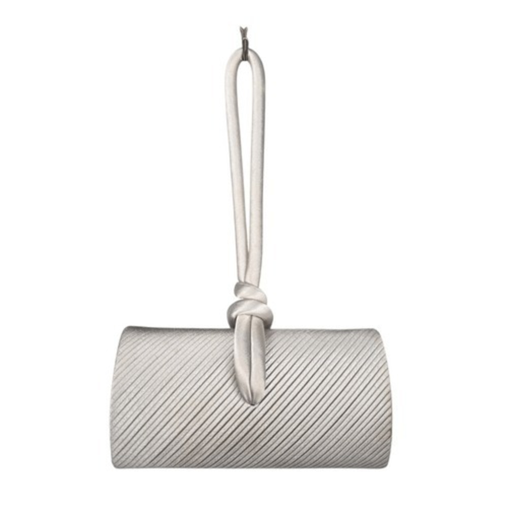 Vintage Cache Silver Pleated Cylinder Clutch Bag Elegant Party Handbag Purse‎